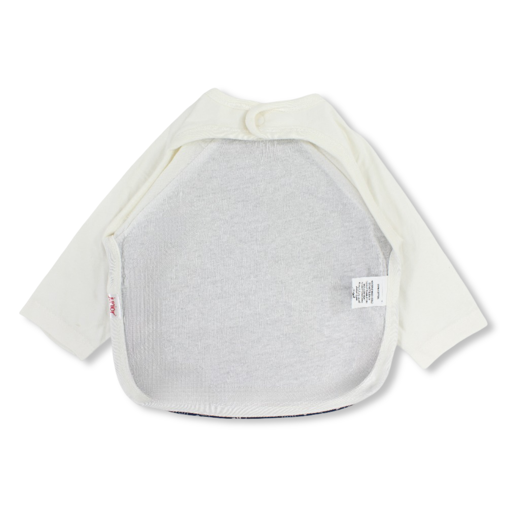 Cotton Baby Bib – Off-White with Geometric Pattern Print