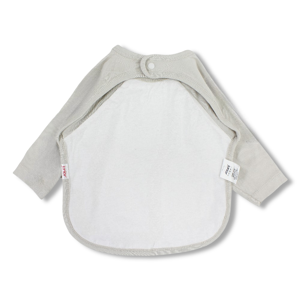 Cotton Baby Bib – Beige with Palm Trees and Birds Print