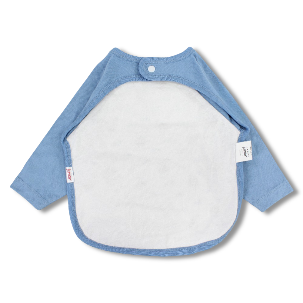 Cotton Baby Bib – Baby Blue with Walrus and Boat Print