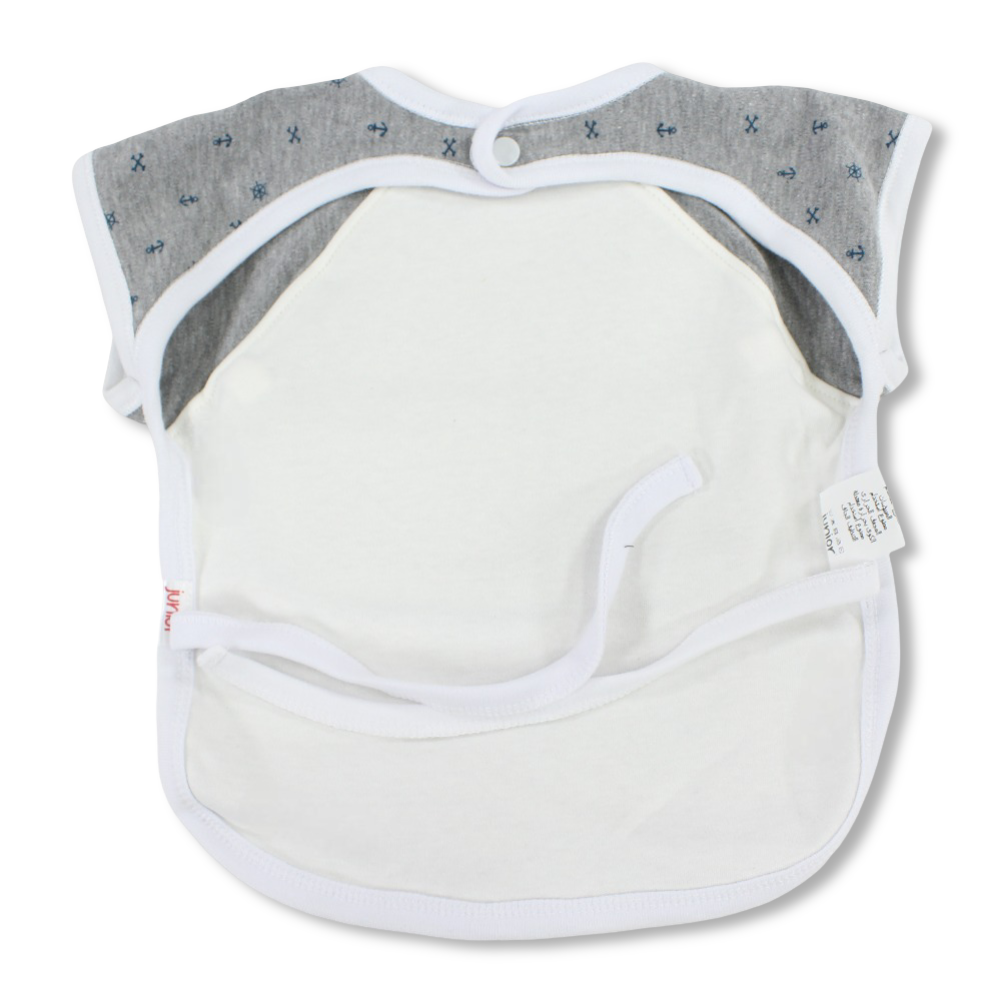 Baby Cotton Bib – Grey with Nautical Design