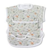 Baby Cotton Bib – Grey with Goose & Umbrella Print
