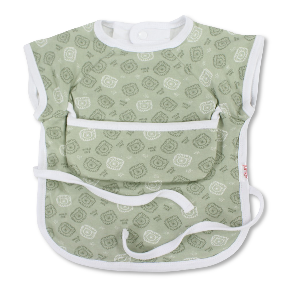 Baby Cotton Bib – Mint with Lion Print