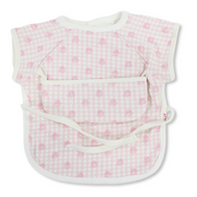 Baby Cotton Bib – Pink with Floral Checkered Print