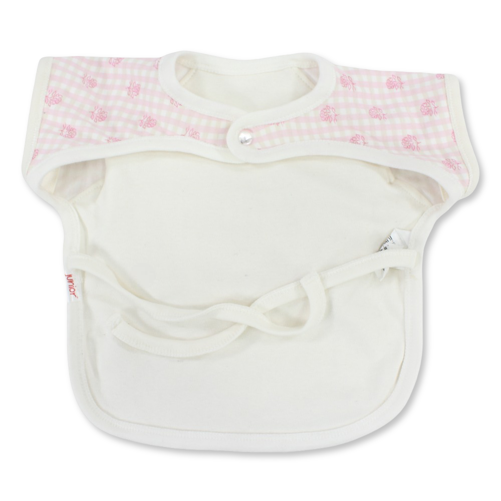 Baby Cotton Bib – Pink with Floral Checkered Print