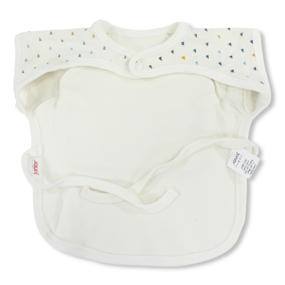 Baby Cotton Bib – Off-White with Sailboat Print