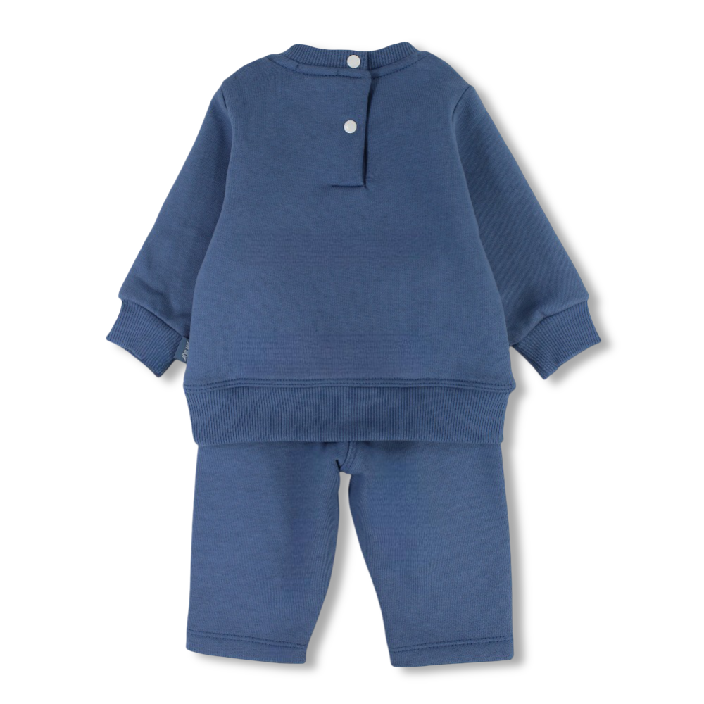 Baby Boys Cotton Pajama Set – Indigo with Dinosaur Design