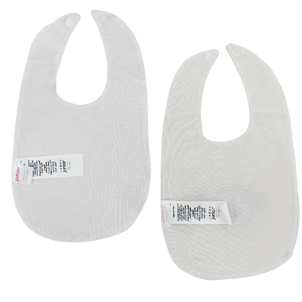 Cotton Baby Bibs – Beige with Bear Design (2 Pieces)