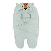 Baby Boys Cotton Swaddle – Aqua with Lion Design