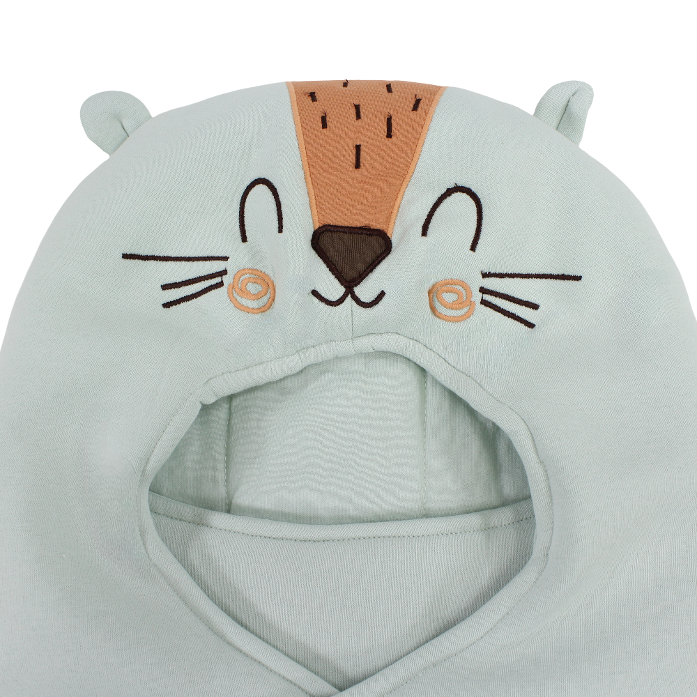 Baby Boys Cotton Swaddle – Aqua with Lion Design