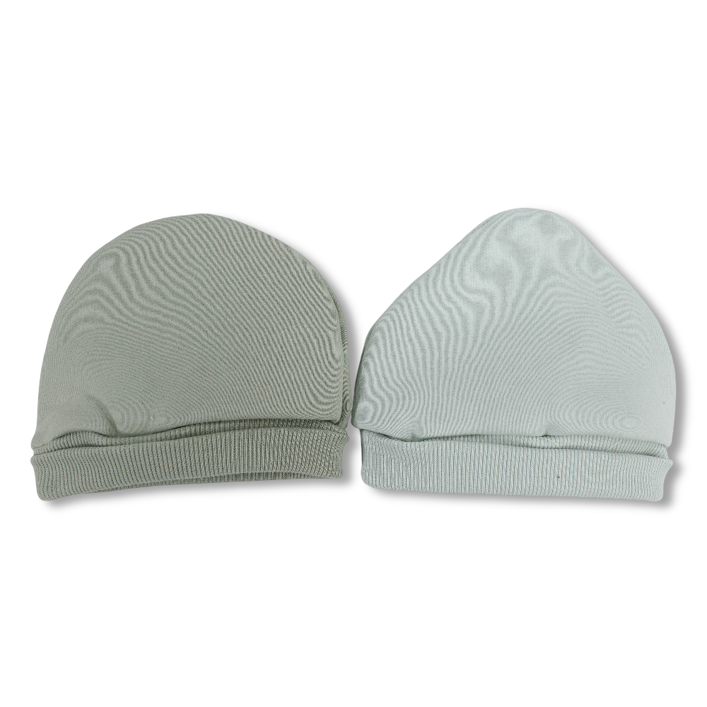 Baby Boys Cotton Beanie Set – Aqua/Mint with Lion Design (Pack of 2)