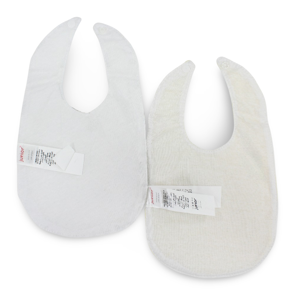 Cotton Baby Bib – Yellow & Off-White with Bird Print (2 Pieces)