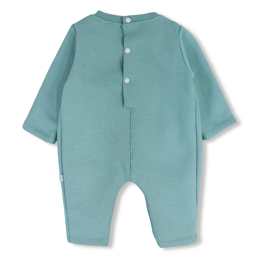 Baby Girls Cotton Footless Onesie – Aqua with Snow Flake Embroidery