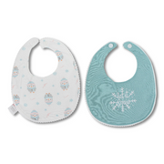Baby Girls Cotton Bib Set – Mint & Off-White with “Let It Snow” (2 Pieces)