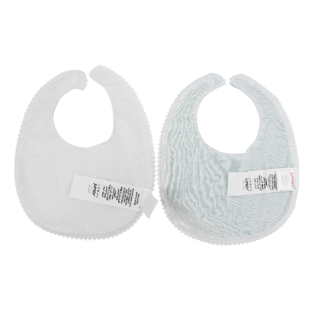 Baby Girls Cotton Bib Set – Mint & Off-White with “Let It Snow” (2 Pieces)