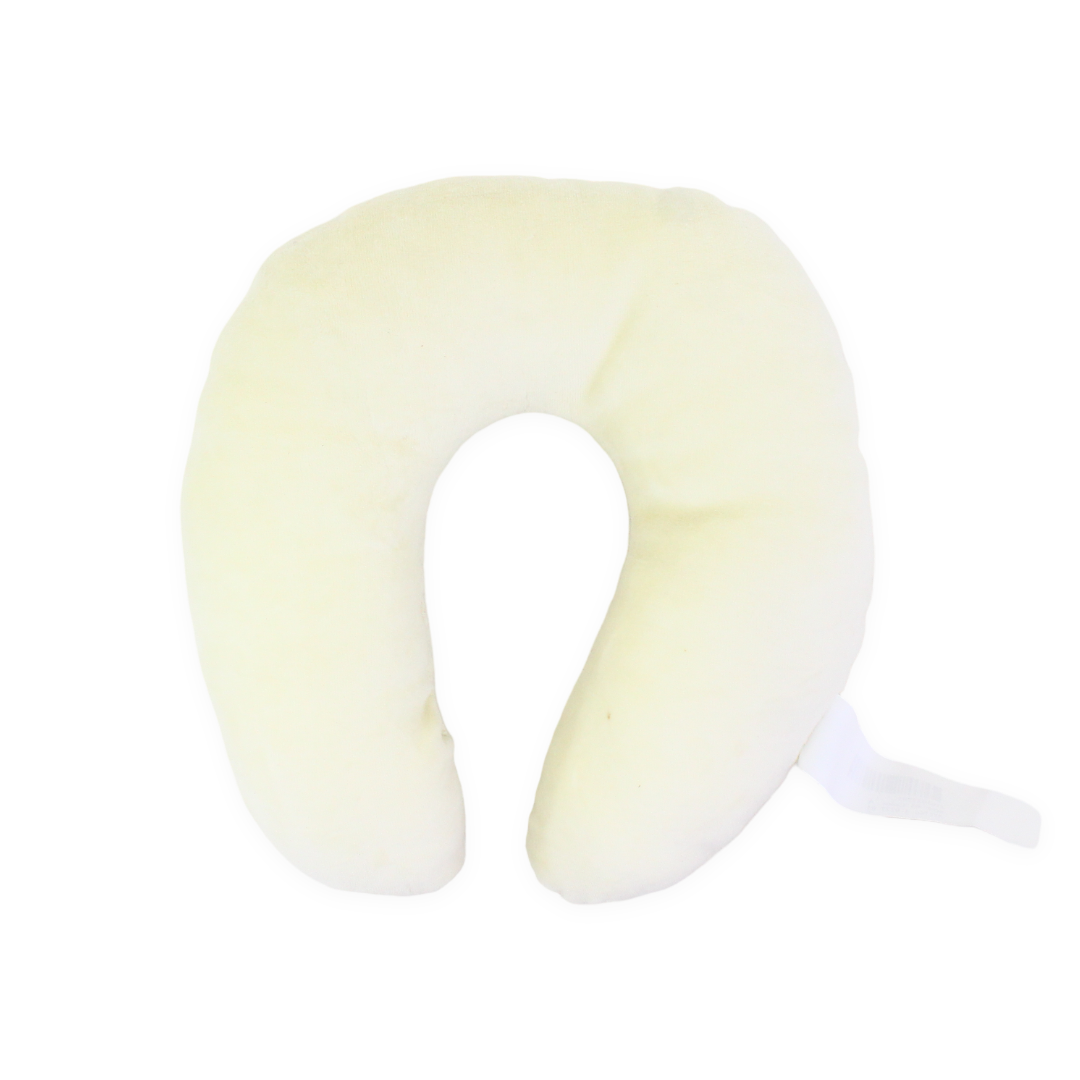 Velvet Baby Head Support Pillow – Off-White with Kitten Design