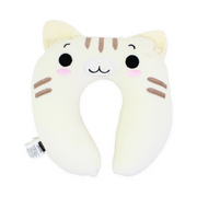 Velvet Baby Head Support Pillow – Off-White with Kitten Design