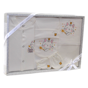 Baby Girls Cotton Gift Box – Off-White with “Magical Dreams” Cat Design 5 Pcs (0-3m) - Junior