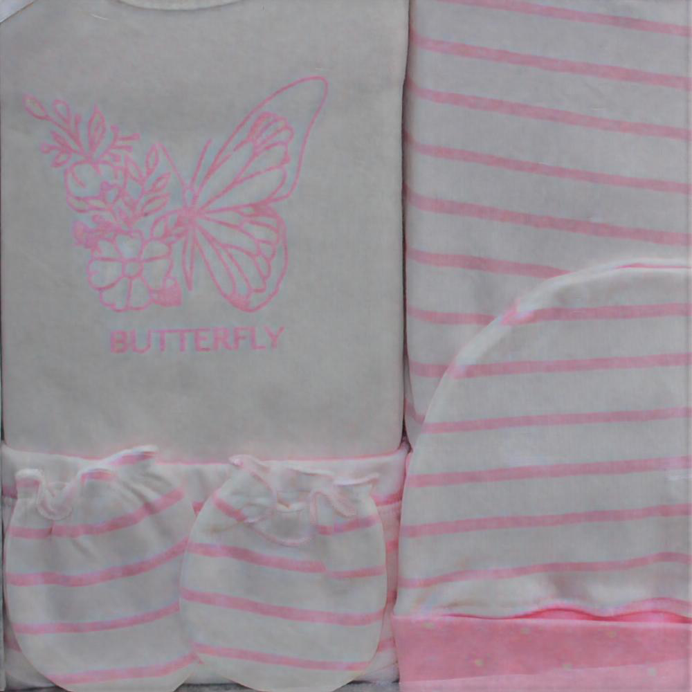 Baby Girls Cotton Gift Box – Pink with Butterfly Design (20 Pcs)