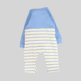 Blue Striped Long-Sleeved Footless Onesie