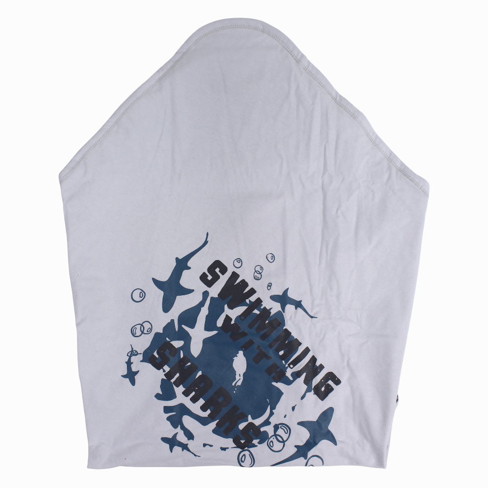 Cotton Baby Blanket – Grey with Blue Sharks Print