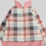 Pink Checkered Long-Sleeved Baby Footie