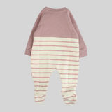 Dustypink Striped Long-Sleeved Baby Footie