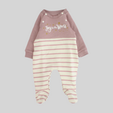 Dustypink Striped Long-Sleeved Baby Footie