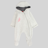 Light Grey Long-Sleeved Hooded Baby Footie