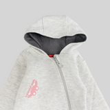 Light Grey Long-Sleeved Hooded Baby Footie