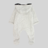 Light Grey Long-Sleeved Hooded Baby Footie