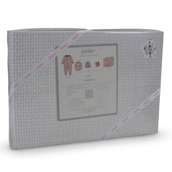 Baby Girls Cotton Gift Box – Pink with "Hello Baby" Design (5 Pcs)