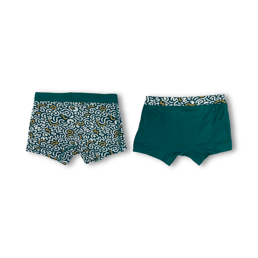Boys Cotton Boxer Shorts – Green (Pack Of 2)