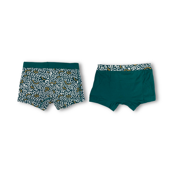 Boys Cotton Boxer Shorts – Green (Pack Of 2)