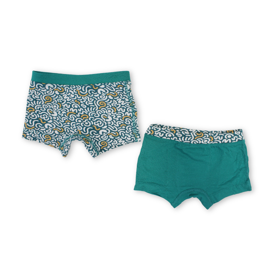 Boys Cotton Boxer Shorts Green – Pack Of 2 - Clothing - Junior