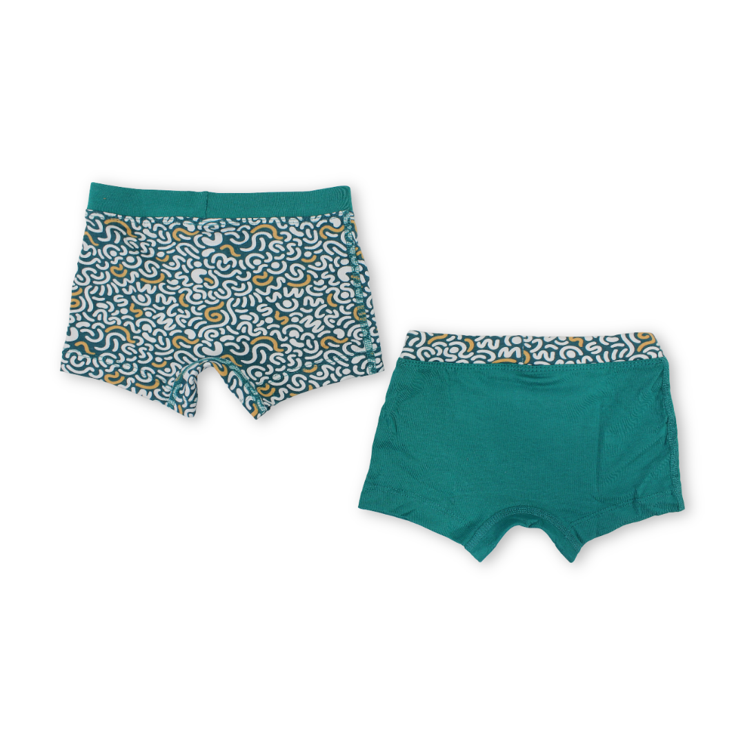 Boys Cotton Boxer Shorts Green – Pack Of 2
