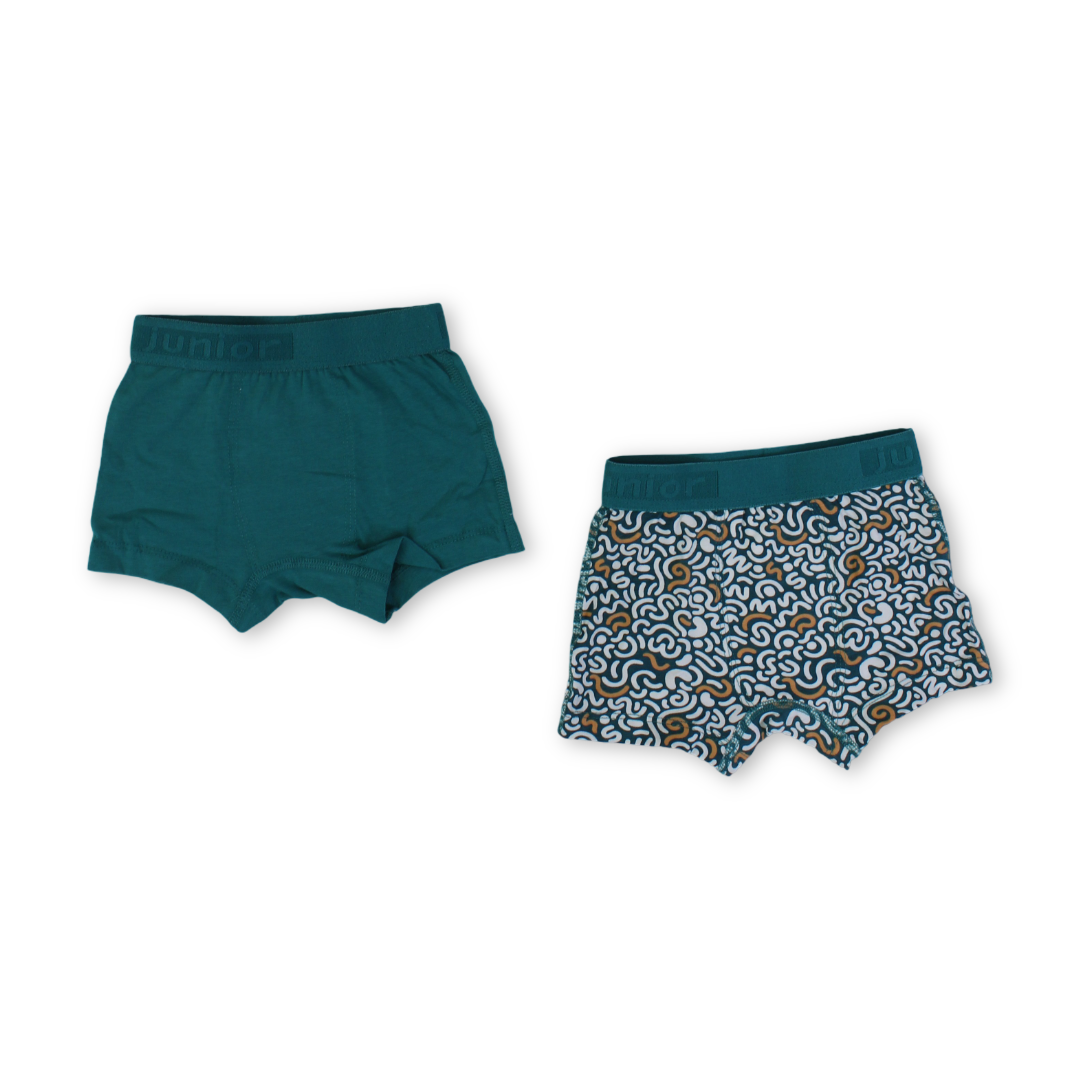 Boys Cotton Boxer Shorts Green – Pack of 2
