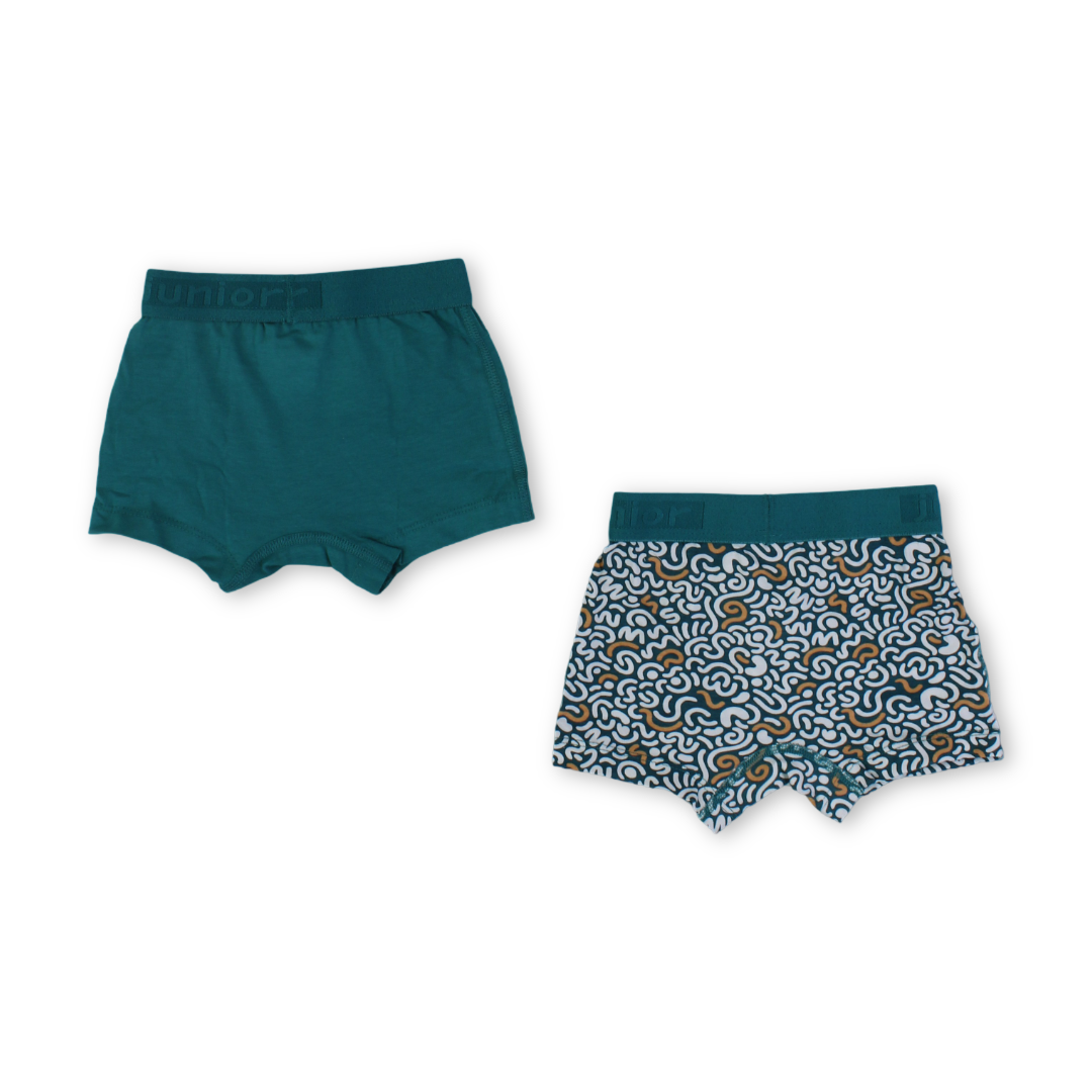 Boys Cotton Boxer Shorts Green – Pack of 2