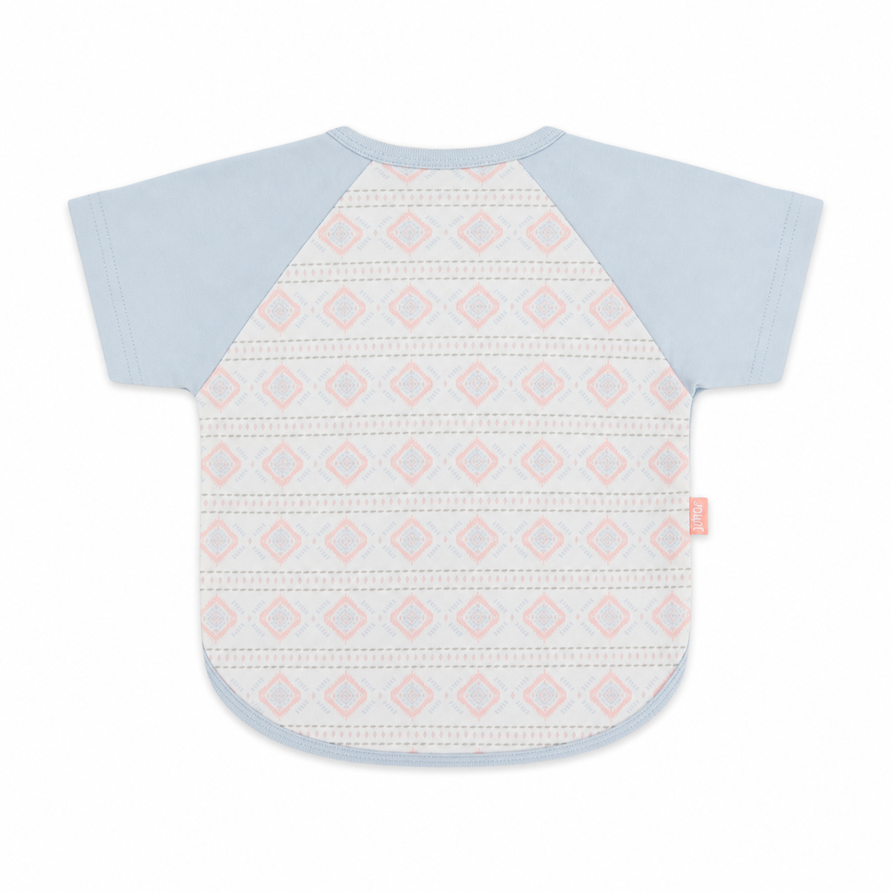 Coton Short-Sleeved Baby Bib – Baby Blue & Off-White