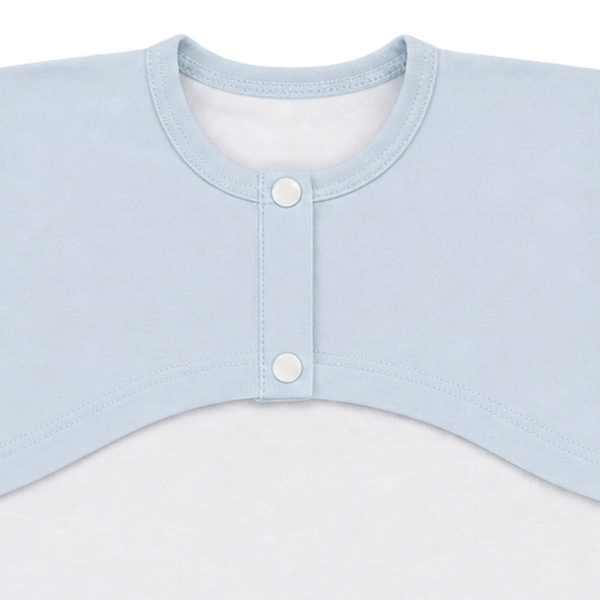 Coton Short-Sleeved Baby Bib – Baby Blue & Off-White
