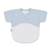 Coton Short-Sleeved Baby Bib – Baby Blue & Off-White
