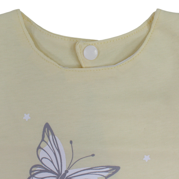 Coton Baby Bib – Yellow with Butterfly Print