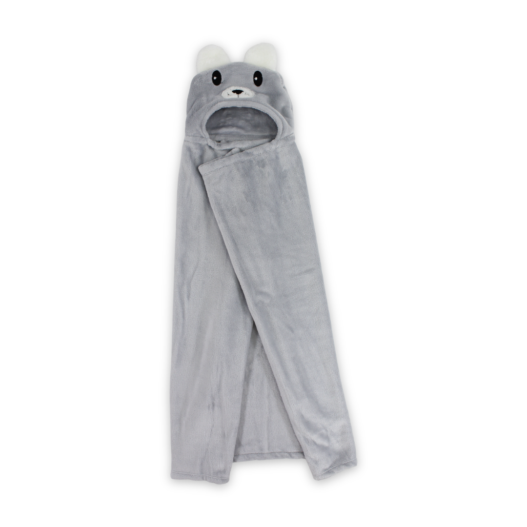 Cotton Baby Blanket – Grey with Bear Design