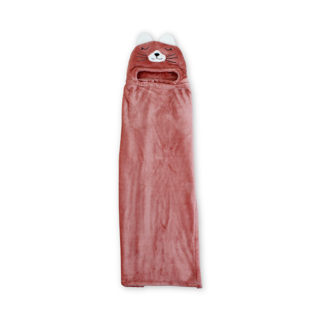 Cotton Baby Blanket – Salmon with Cat Design