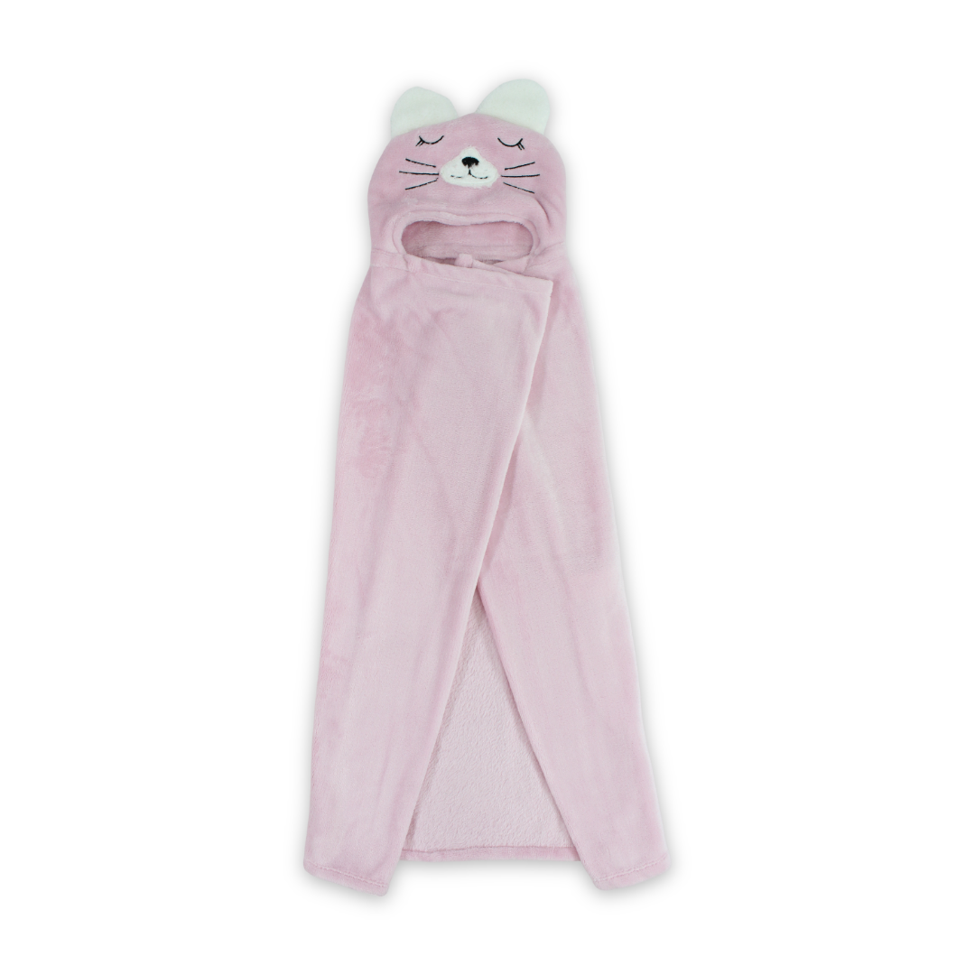 Cotton Baby Blanket – Pink with Cat Design