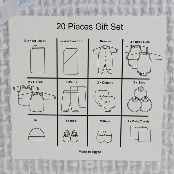 Baby Boys Cotton Gift Clothes Box – Baby Blue with Elephant Print (10 Pcs)