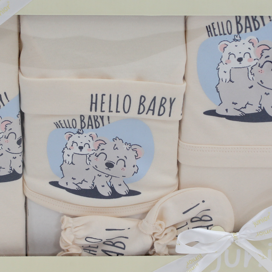 Unisex Baby Gift Clothes Box – Salmon with ”Hello Baby” Print