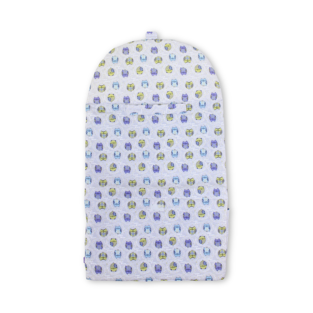 Cotton Mattress Baby – Baby Blue with Owls Print