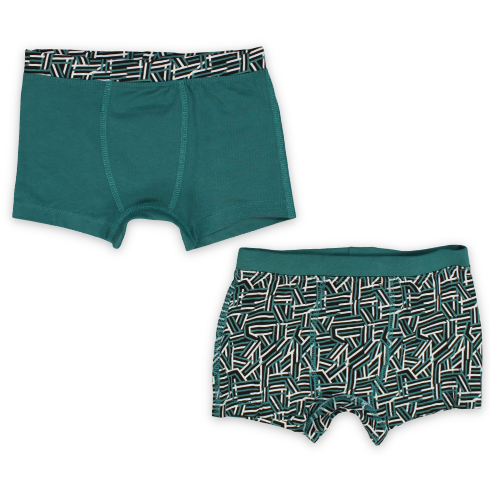 Boys Cotton Boxer Shorts – Olive & Black (Pack Of 2)