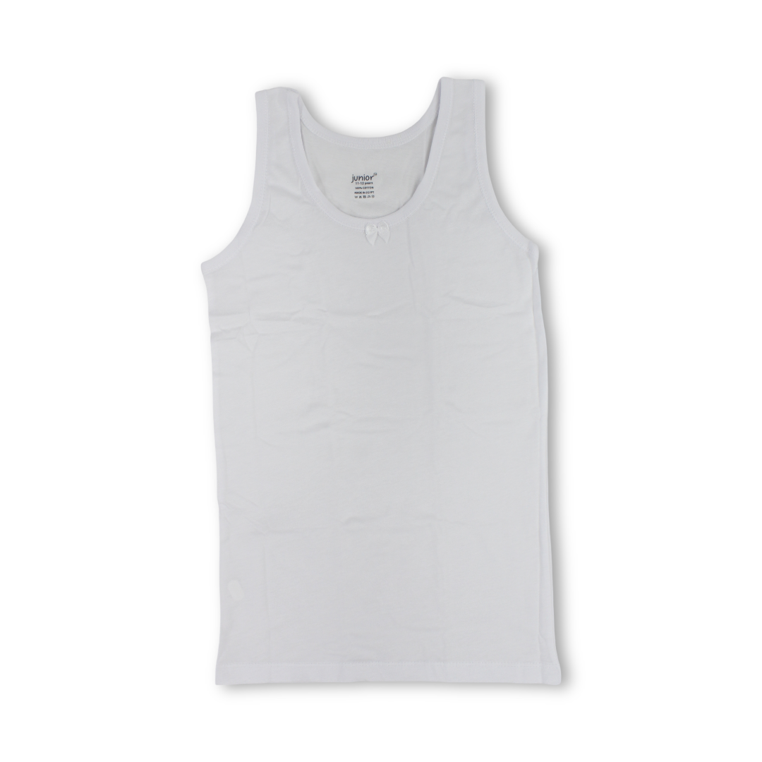 Girls Cotton Sleeveless Undershirt – White