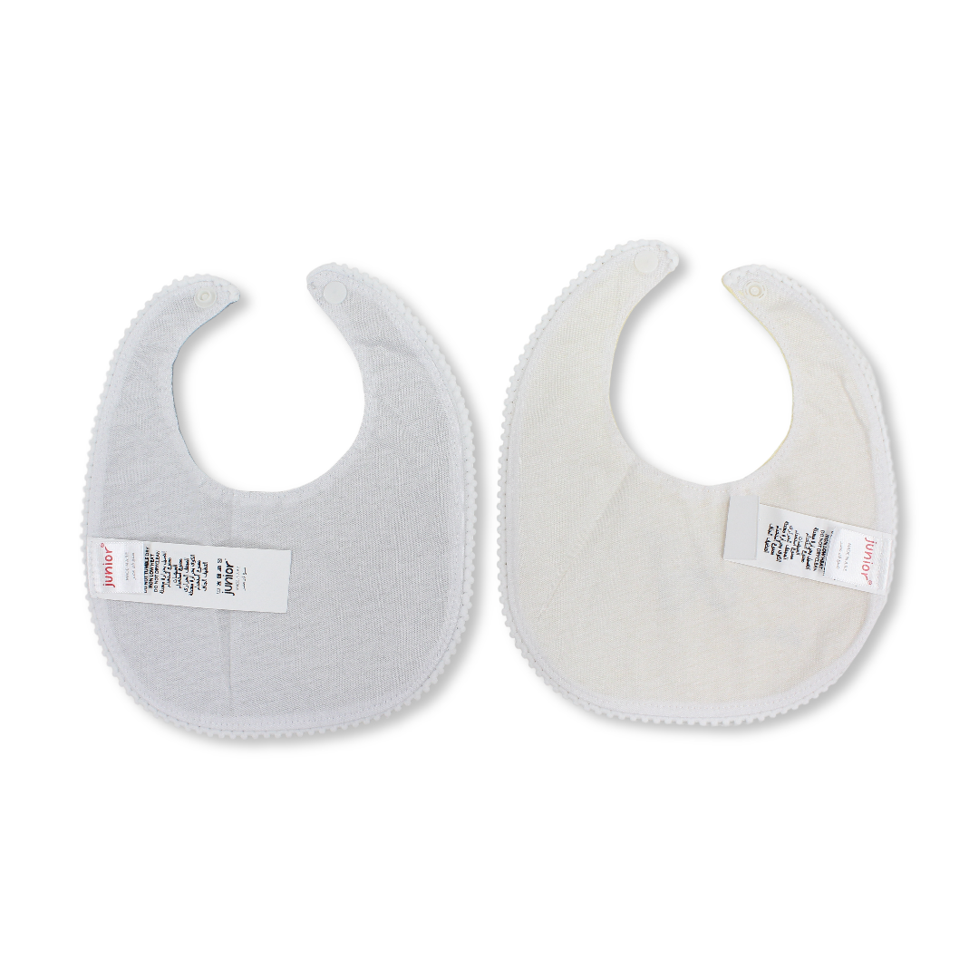 Cotton Bib Yellow & Grey with Butterfly Print – Pack Of 2